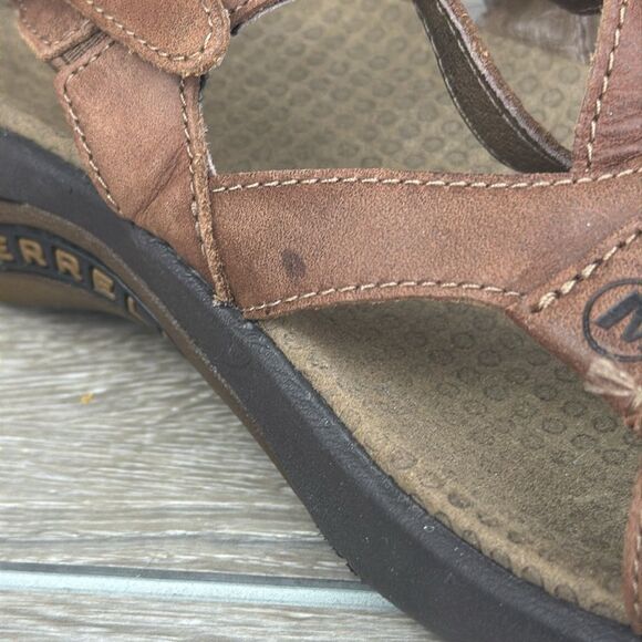 Merrell Terrain Ari Lattice J36612 Women’s Sz 9 Agave Brown Leather Strap Sandal - Picture 13 of 14